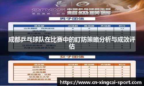 成都乒乓球队在比赛中的盯防策略分析与成效评估